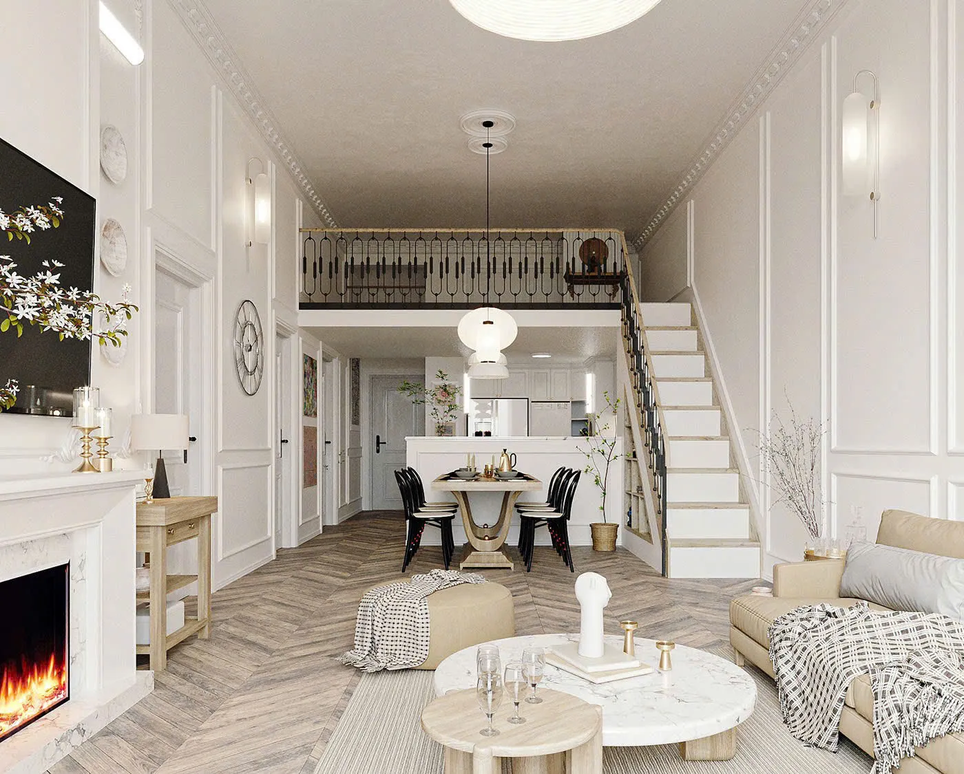 thi công nội thất nhà phố 55 m2